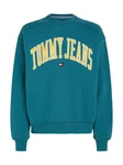 Tommy Jeans Sweatshirt TJM BOXY POP VARSITY CREW Türkis/Grün