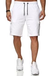 Reslad Sweatshorts Cargo Bermuda Jogginghose Weiß/Creme/Dunkelblau/Khaki
