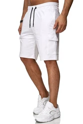 Reslad Sweatshorts Cargo Bermuda Jogginghose Weiß/Creme/Dunkelblau/Khaki