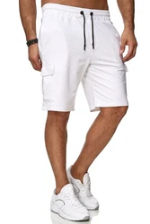 Reslad Sweatshorts Cargo Bermuda Jogginghose Weiß/Creme/Dunkelblau/Khaki