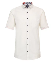Redmond Kurzarmhemd Comfort Fit 241160999 Weiß/Creme/Beige