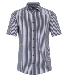 Redmond Kurzarmhemd Comfort Fit Dunkelblau/Hellblau/Blau