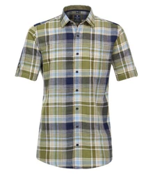 Redmond Kurzarmhemd Comfort Fit Grün/Blau/Hellblau