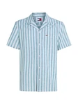 Tommy Jeans Kurzarmhemd TJM STRIPE LINEN SS SHIRT EXT Blau/Hellblau/Türkis