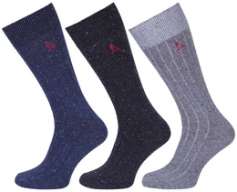 Haussocken Grau-dunkelblaue, lange Socken fr Herren - 3 Paar 40/42 EU