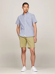 Tommy Hilfiger Kurzarmhemd W-CO/LI CLASSIC STP RF SHIRT blau/weiß
