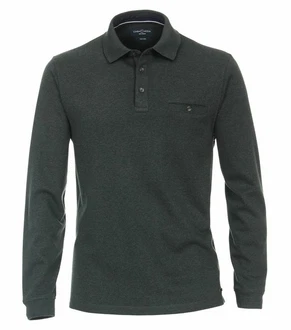 CASAMODA Langarm Poloshirt Dunkelgrün/Grün