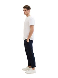 TOM TAILOR Chinohose REGULAR COTTON LINEN Weiß/Creme