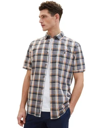 TOM TAILOR Kurzarmhemd Beige/Dunkelblau/Rot/Hellblau