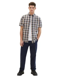 TOM TAILOR Kurzarmhemd Beige/Dunkelblau/Rot/Hellblau