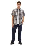 TOM TAILOR Kurzarmhemd Beige/Dunkelblau/Rot/Hellblau