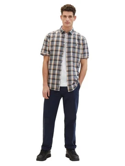 TOM TAILOR Kurzarmhemd Beige/Dunkelblau/Rot/Hellblau