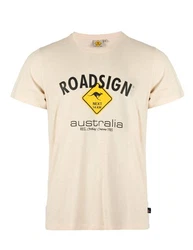ROADSIGN australia T-Shirt Raute Beige/Khaki/Gelb/Gold/Rot