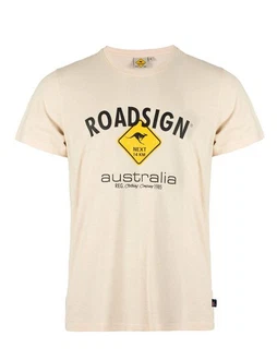 ROADSIGN australia T-Shirt Raute Beige/Khaki/Gelb/Gold/Rot