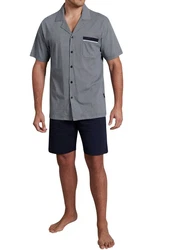 GTZBURG Pyjama Shorty Brooklyn Grau/Dunkelblau/Blau/Hellblau