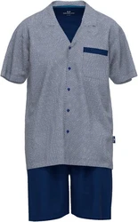 GTZBURG Pyjama Shorty Brooklyn Grau/Dunkelblau/Blau/Hellblau