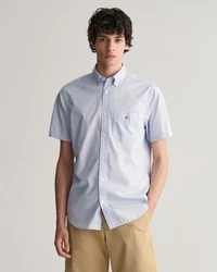 Gant Kurzarmhemd Regular Fit Popeline Hemd Blau/Hellblau/Grau/Weiß