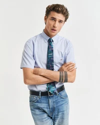 Gant Kurzarmhemd Regular Fit Popeline Hemd Blau/Hellblau/Grau/Weiß