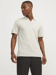 Jack & Jones Poloshirt JJESUMMER LINEN POLO SS LN Khaki/Weiß/Braun/Beige