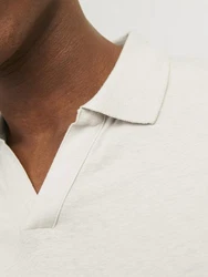 Jack & Jones Poloshirt JJESUMMER LINEN POLO SS LN Khaki/Weiß/Braun/Beige