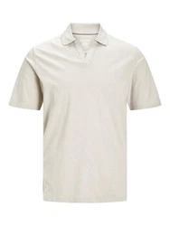 Jack & Jones Poloshirt JJESUMMER LINEN POLO SS LN Khaki/Weiß/Braun/Beige