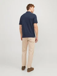 Jack & Jones Poloshirt JJESUMMER LINEN POLO SS LN Dunkelblau/Blau