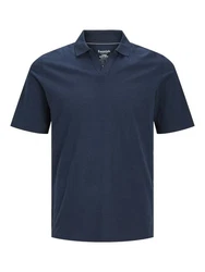 Jack & Jones Poloshirt JJESUMMER LINEN POLO SS LN Dunkelblau/Blau