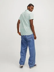 Jack & Jones Kurzarmhemd JJESUMMER LINEN BLEND SHIRT Hellgrün/Grün/Türkis