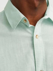 Jack & Jones Kurzarmhemd JJESUMMER LINEN BLEND SHIRT Hellgrün/Grün/Türkis