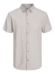Jack & Jones Kurzarmhemd JJESUMMER LINEN BLEND SHIRT Weiß/Khaki/Beige/Braun