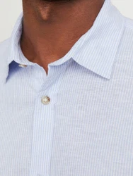 JACK & JONES Hemd JJESummer LINEN BLEND SHIRT LS SN Hellblau/Blau