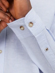 JACK & JONES Hemd JJESummer LINEN BLEND SHIRT LS SN Hellblau/Blau