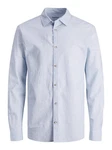 JACK & JONES Hemd JJESummer LINEN BLEND SHIRT LS SN Hellblau/Blau