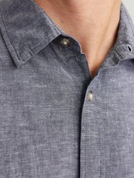 JACK & JONES Hemd JJESummer LINEN BLEND SHIRT LS SN Blau/Dunkelblau/Grau/Hellblau