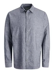 JACK & JONES Hemd JJESummer LINEN BLEND SHIRT LS SN Blau/Dunkelblau/Grau/Hellblau