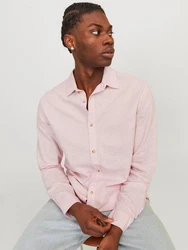 JACK & JONES Hemd JJESummer LINEN BLEND SHIRT LS SN Rosa
