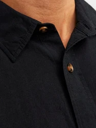 JACK & JONES Hemd JJESummer LINEN BLEND SHIRT LS SN Schwarz
