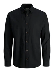 JACK & JONES Hemd JJESummer LINEN BLEND SHIRT LS SN Schwarz