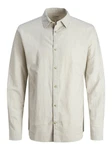 JACK & JONES Hemd JJESummer LINEN BLEND SHIRT LS SN Weiß/Khaki JACK & JONES Hemd JJESummer LINEN BLEND SHIRT LS SN Weiß/Khaki