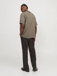 Jack & Jones Kurzarmhemd JJEJEFF SOLID RESORT SHIRT Khaki/Dunkelgrün/Beige