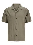 Jack & Jones Kurzarmhemd JJEJEFF SOLID RESORT SHIRT Khaki/Dunkelgrün/Beige
