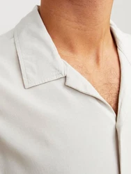 Jack & Jones Kurzarmhemd JJEJEFF SOLID RESORT SHIRT Weiß/Khaki/Beige/Grau
