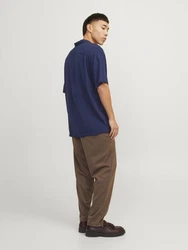 Jack & Jones Kurzarmhemd JJEJEFF SOLID RESORT SHIRT Blau/Dunkelblau