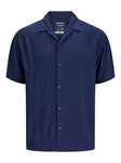 Jack & Jones Kurzarmhemd JJEJEFF SOLID RESORT SHIRT Blau/Dunkelblau