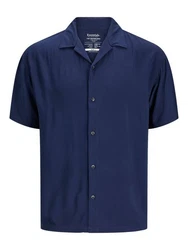 Jack & Jones Kurzarmhemd JJEJEFF SOLID RESORT SHIRT Blau/Dunkelblau