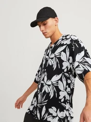 Jack & Jones Hawaiihemd JJEJEFF AOP RESORT SHIRT SS SN Blau/Schwarz