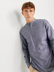 Jack & Jones Langarmhemd JJESUMMER TUNIC SHIRT Dunkelblau/Grau/Blau