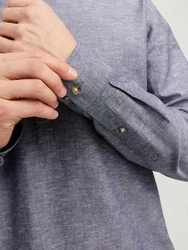 Jack & Jones Langarmhemd JJESUMMER TUNIC SHIRT Dunkelblau/Grau/Blau