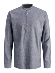 Jack & Jones Langarmhemd JJESUMMER TUNIC SHIRT Dunkelblau/Grau/Blau