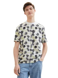 TOM TAILOR Denim Print-Shirt Grün/Creme/Hellblau/Schwarz/Weiß